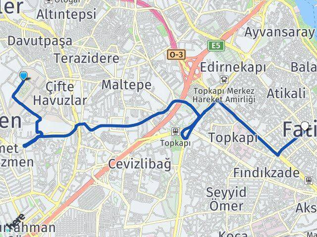 Yıldız Teknik Üniversitesi (YTÜ) Fatih Arası Kaç Km - Yol Tarifi