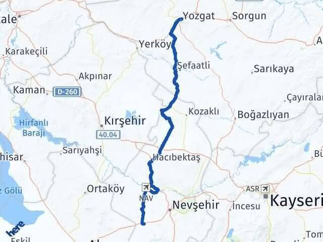 Yozgat Acıgöl Nevşehir Arası Kaç Km - Yol Haritası