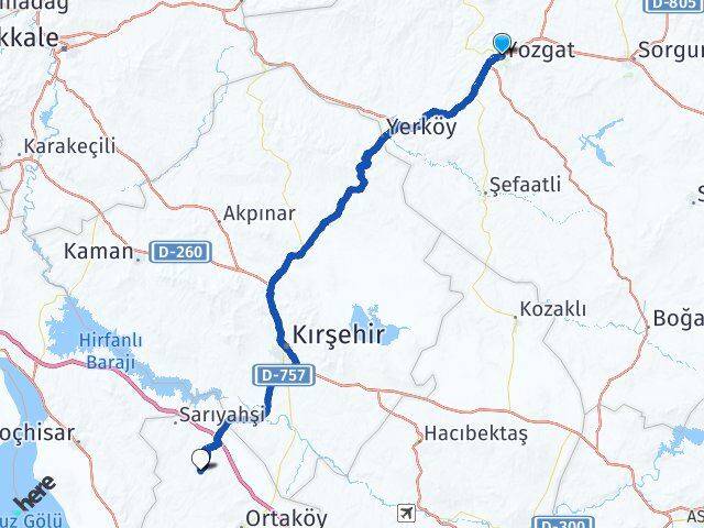 Yozgat Ağaçören Aksaray Arası Kaç Km - Yol Haritası