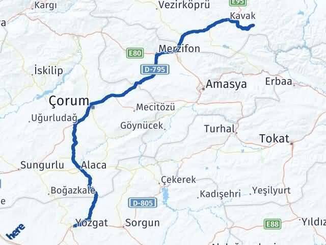Yozgat Asarcık Samsun Arası Kaç Km - Yol Haritası