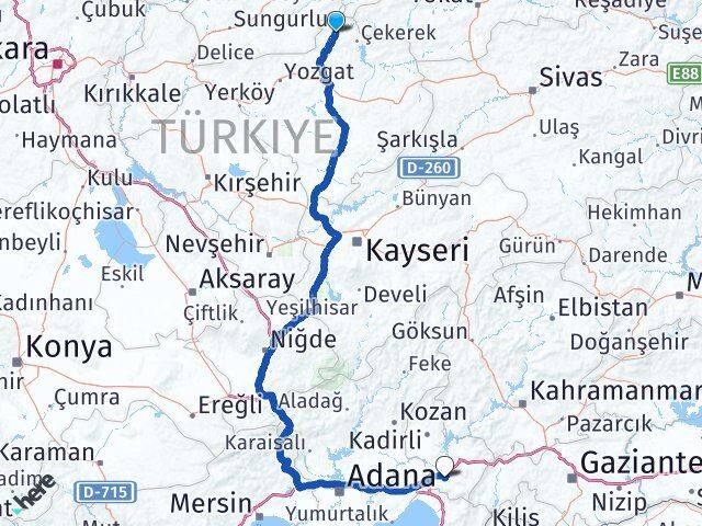 Yozgat Aydıncık Osmaniye Arası Kaç Km - Yol Haritası