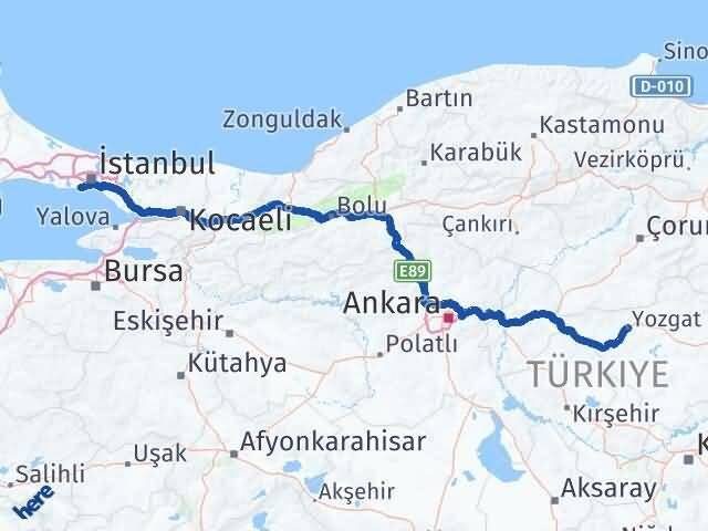 Yozgat Bakırköy İstanbul Arası Kaç Km - Yol Haritası