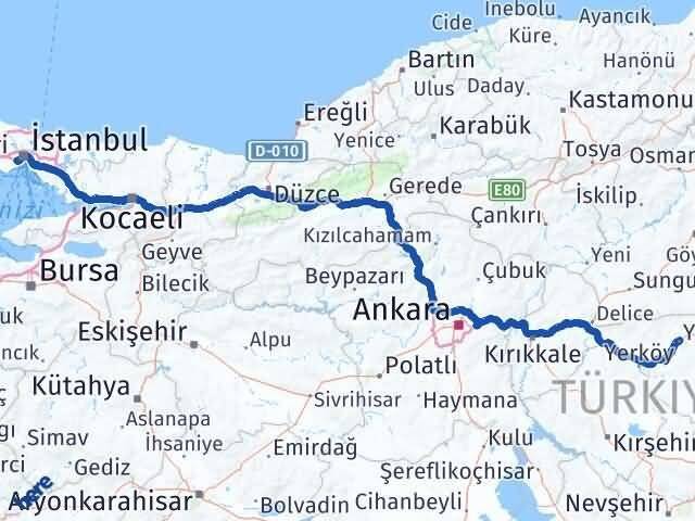 Yozgat Bayrampaşa İstanbul Arası Kaç Km - Yol Haritası