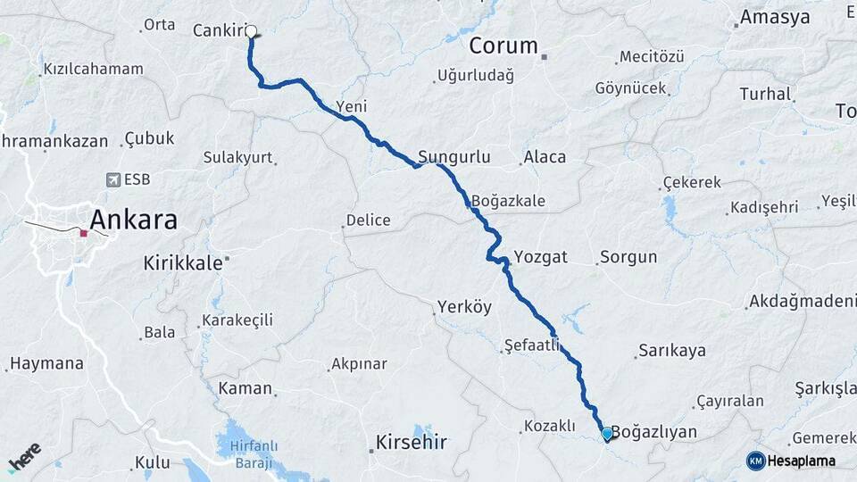 Boğazlıyan Çankırı Arası Kaç Km - Yol Tarifi