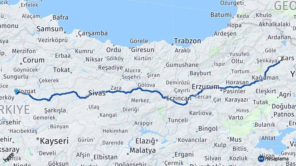 Yozgat Büyükmahal Arası Kaç Km - Yol Haritası