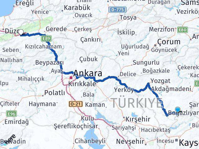 Yozgat Çandır Bolu Arası Kaç Km - Yol Haritası