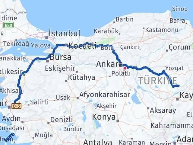 Yozgat Çandır Manisa Arası Kaç Km - Yol Haritası