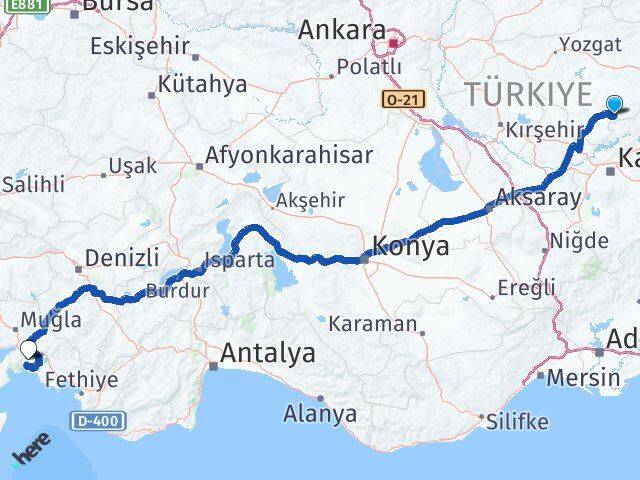 Yozgat Çandır Muğla Arası Kaç Km - Yol Haritası