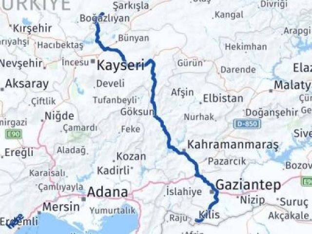 Yozgat Çayıralan Kilis Arası Kaç Km - Yol Haritası