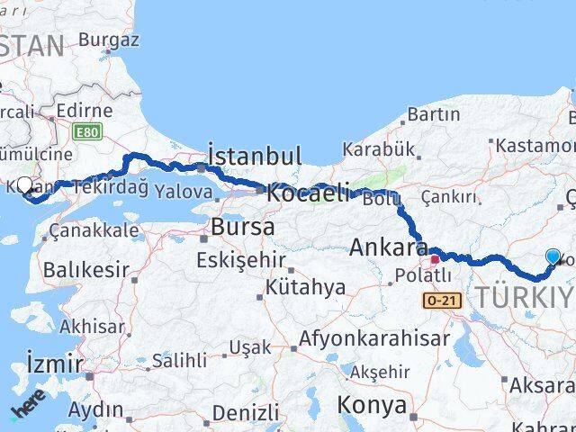 Yozgat Enez Edirne Arası Kaç Km - Yol Haritası