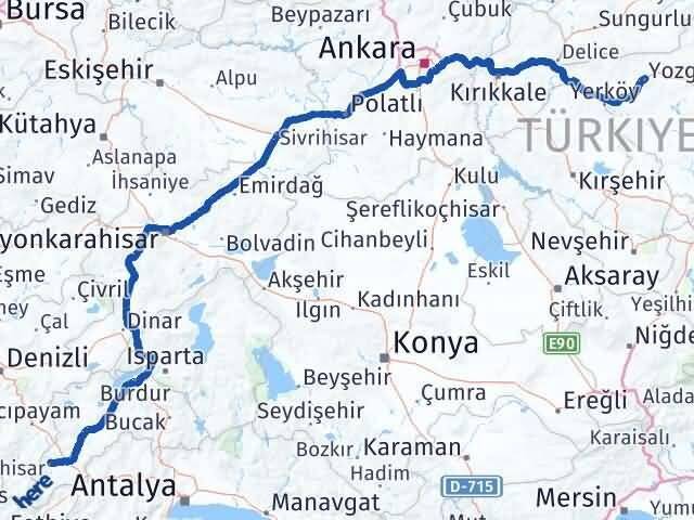 Yozgat Gölhisar Burdur Arası Kaç Km - Yol Haritası