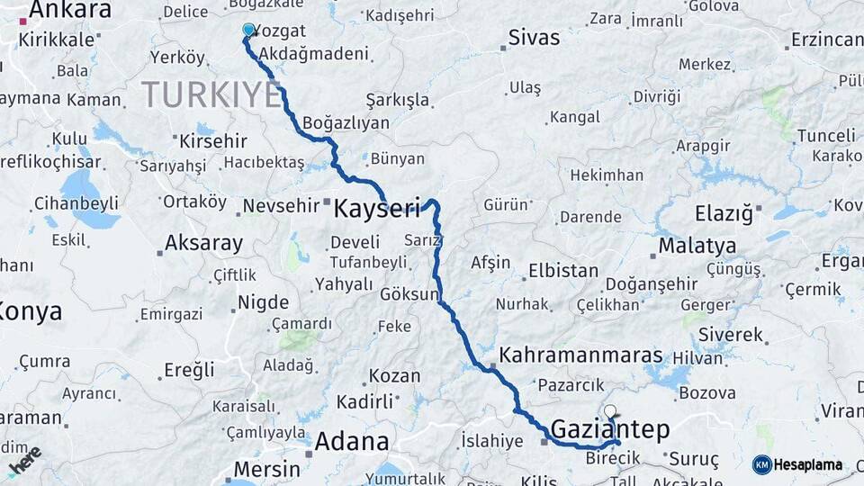 Yozgat Halfeti Şanlıurfa Arası Kaç Km - Yol Haritası