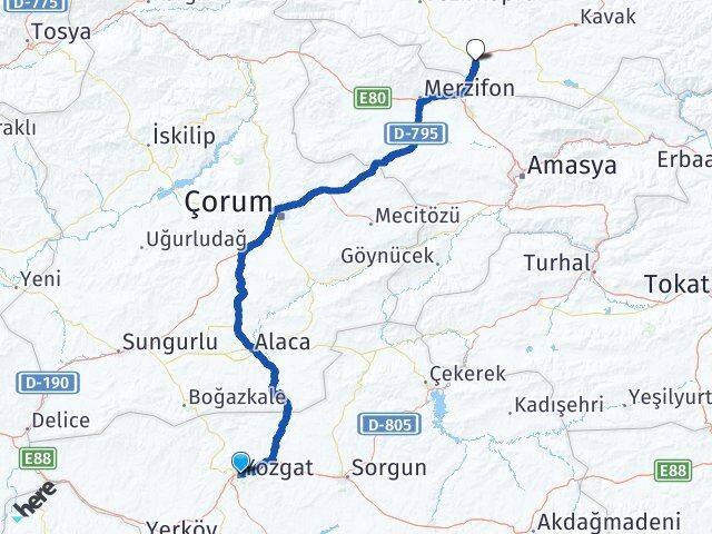 Yozgat Havza Samsun Arası Kaç Km - Yol Haritası