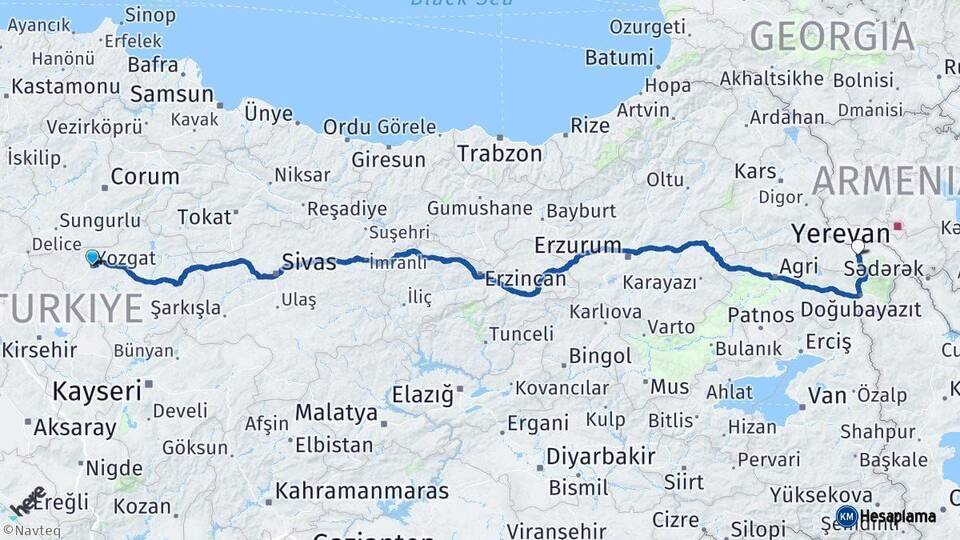 Yozgat Iğdır Arası Kaç Km - Yol Haritası