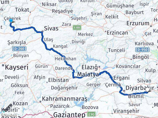 Yozgat Kadışehri Batman Arası Kaç Km - Yol Haritası