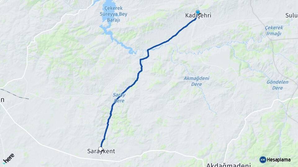 Yozgat Kadışehri Saraykent Arası Kaç Km - Yol Haritası