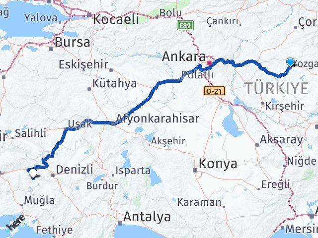 Yozgat Karacasu Aydın Arası Kaç Km - Yol Haritası