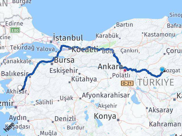 Yozgat Kınık İzmir Arası Kaç Km - Yol Haritası
