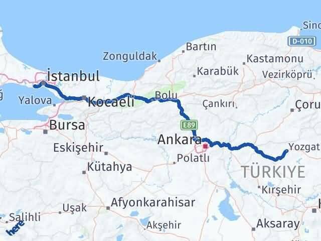 Yozgat Küçükçekmece İstanbul Arası Kaç Km - Yol Haritası
