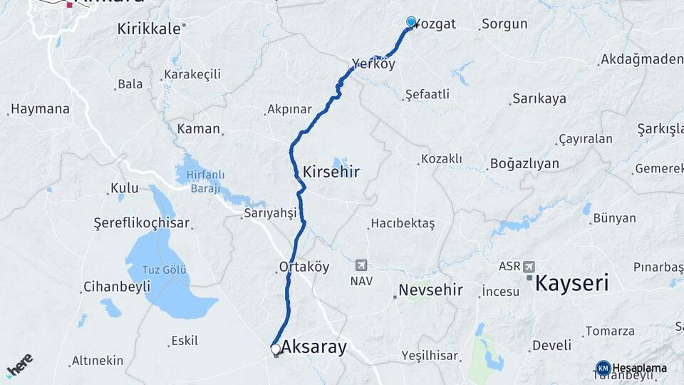 Yozgat Musabeyli Arası Kaç Km - Yol Haritası