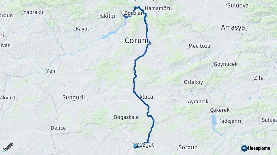 Yozgat Oğuzlar Arası Kaç Km - Yol Tarifi