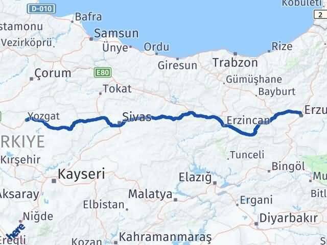 Yozgat Palandöken Erzurum Arası Kaç Km - Yol Haritası