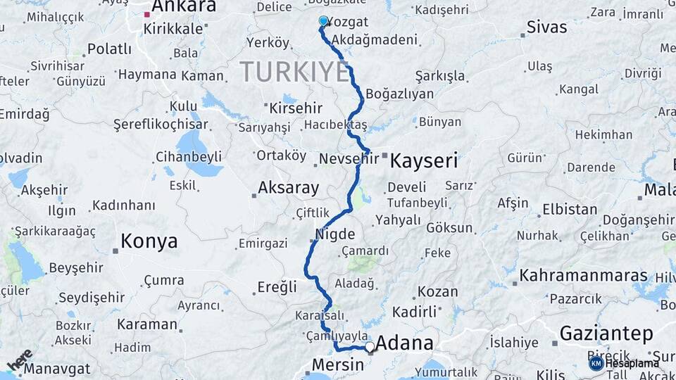 Yozgat Sağlık Arası Kaç Km - Yol Haritası