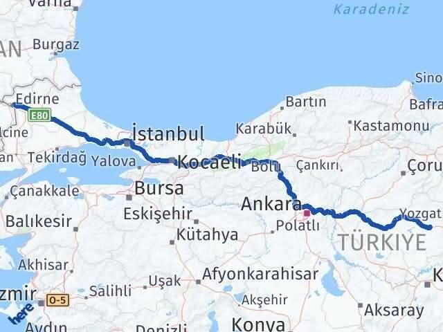 Yozgat Saraykent Edirne Arası Kaç Km - Yol Haritası