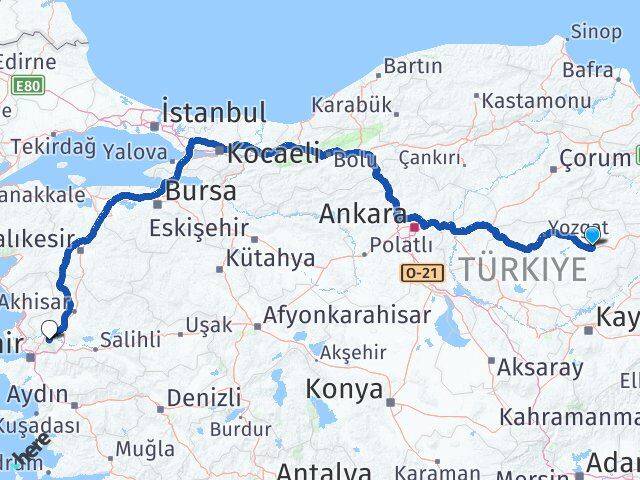 Yozgat Saraykent Manisa Arası Kaç Km - Yol Haritası