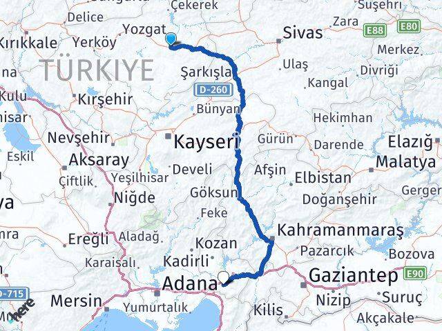 Yozgat Saraykent Osmaniye Arası Kaç Km - Yol Haritası