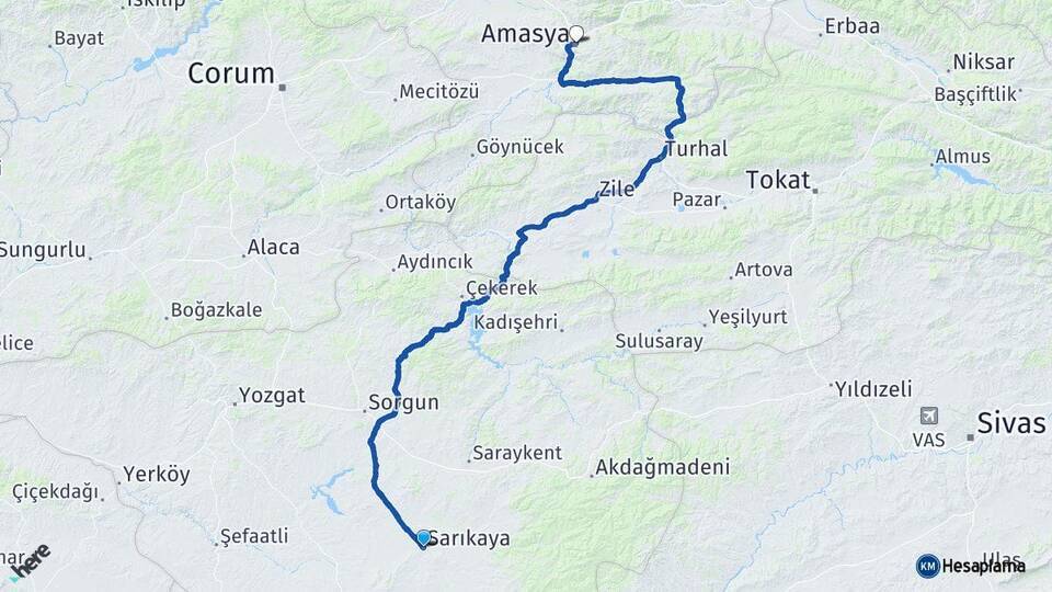 Sarıkaya Amasya Arası Kaç Km - Yol Tarifi