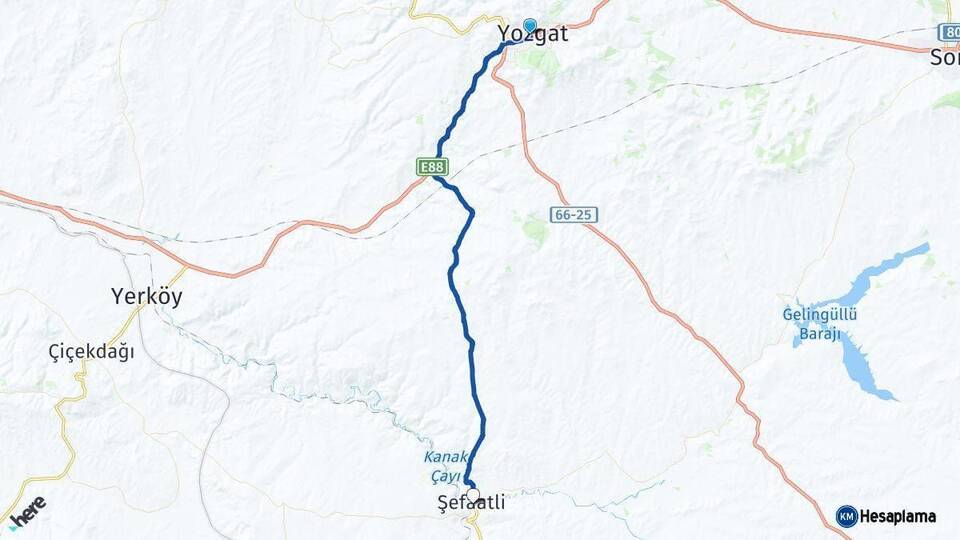 Yozgat Şefaatli Arası Kaç Km - Yol Haritası