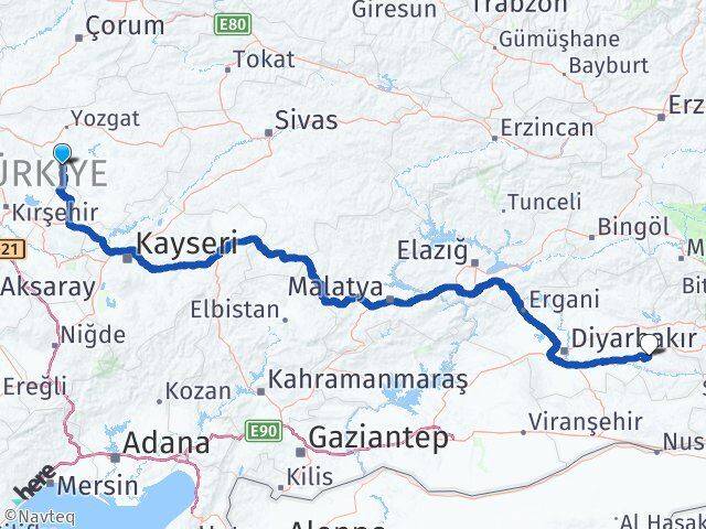 Yozgat Şefaatli Batman Arası Kaç Km - Yol Haritası