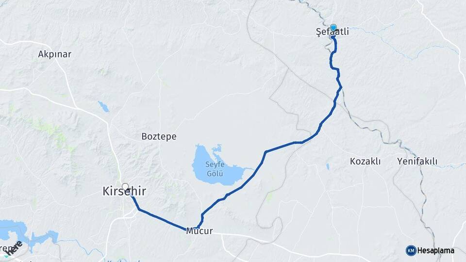 Yozgat Şefaatli Kırşehir Arası Kaç Km - Yol Haritası