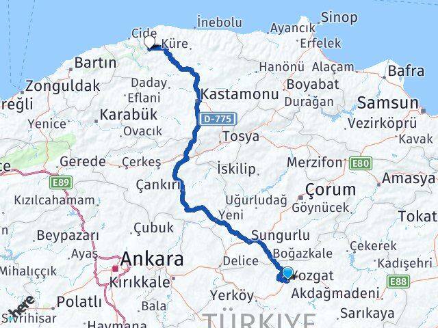 Yozgat Şenpazar Arası Kaç Km - Yol Tarifi