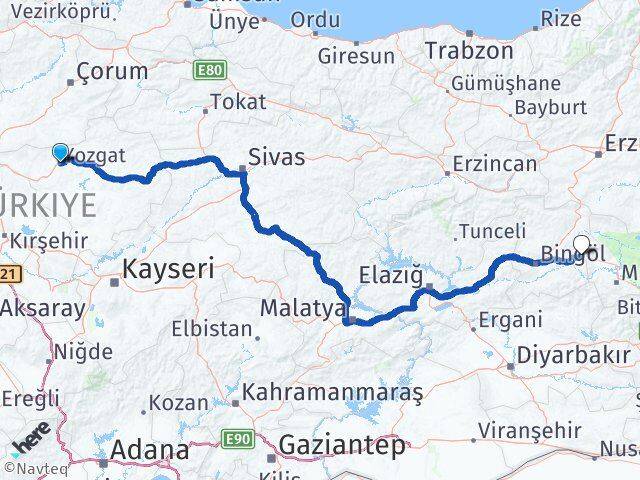 Yozgat Solhan Bingöl Arası Kaç Km - Yol Haritası