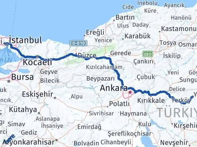 Yozgat Sultangazi İstanbul Arası Kaç Km - Yol Haritası