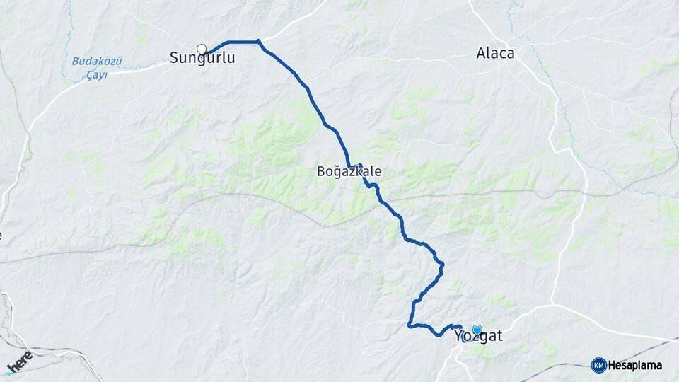 Yozgat Sungurlu Çorum Arası Kaç Km - Yol Haritası