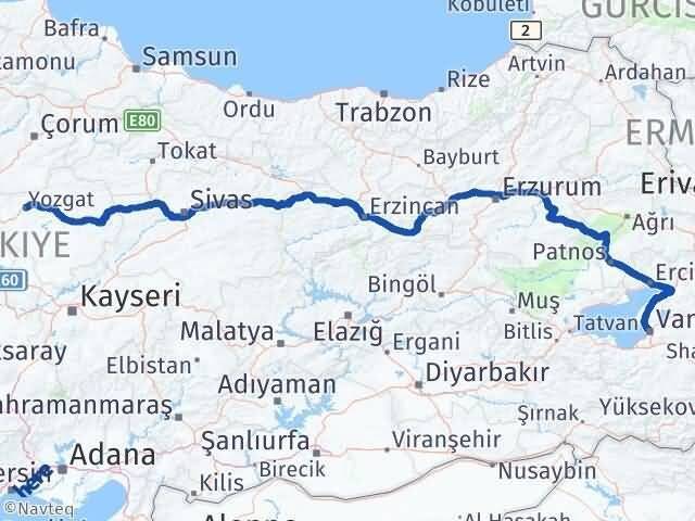 Yozgat Tuşba Van Arası Kaç Km - Yol Haritası