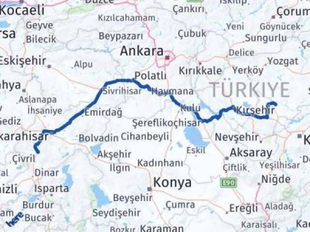 Yozgat Yenifakılı Afyonkarahisar Arası Kaç Km - Yol Haritası