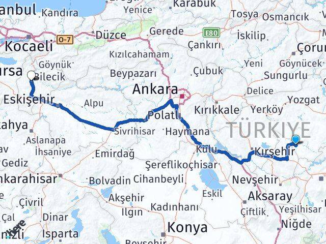 Yozgat Yenifakılı Bilecik Arası Kaç Km - Yol Haritası