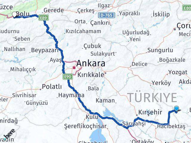 Yozgat Yenifakılı Bolu Arası Kaç Km - Yol Haritası