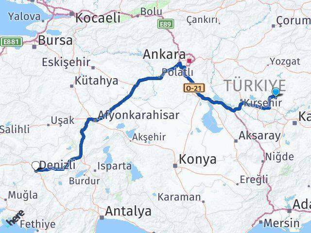 Yozgat Yenifakılı Denizli Arası Kaç Km - Yol Haritası