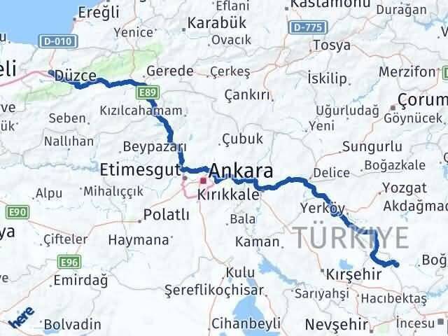 Yozgat Yenifakılı Düzce Arası Kaç Km - Yol Haritası