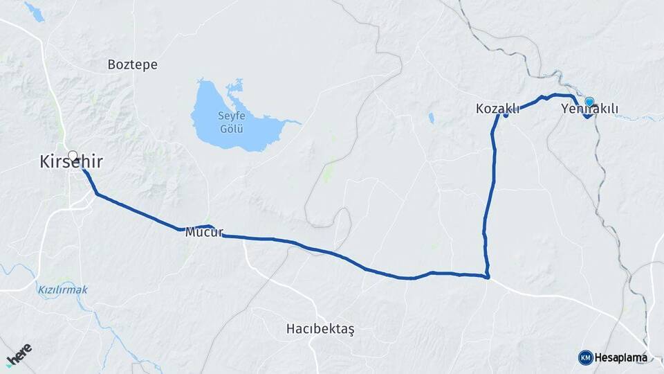 Yozgat Yenifakılı Kırşehir Arası Kaç Km - Yol Haritası