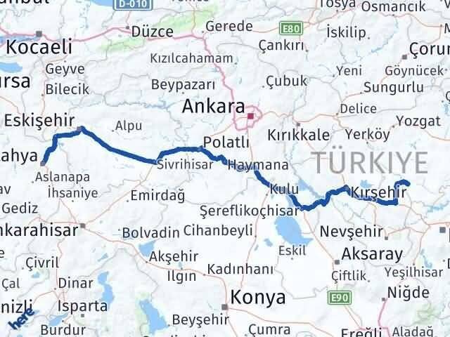 Yozgat Yenifakılı Kütahya Arası Kaç Km - Yol Haritası