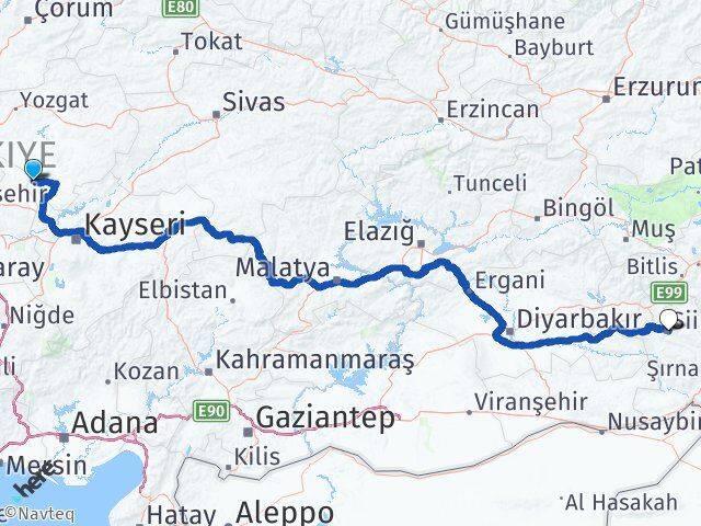 Yozgat Yenifakılı Siirt Arası Kaç Km - Yol Haritası