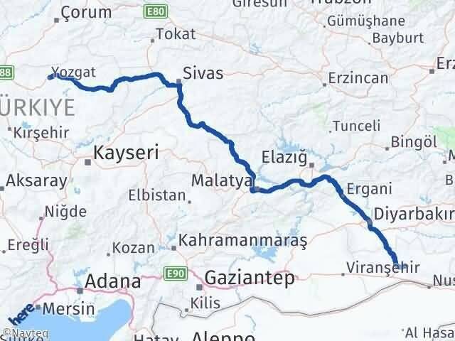Yozgat Yeşilli Mardin Arası Kaç Km - Yol Haritası