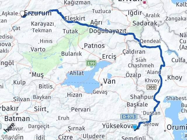 Yüksekova S. Eyyubi Havalimanı Erzurum Arası Kaç Km - Yol Tarifi