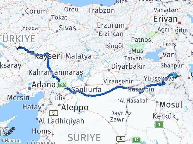 Yüksekova S. Eyyubi Havalimanı Hacıbektaş Arası Kaç Km - Yol Tarifi